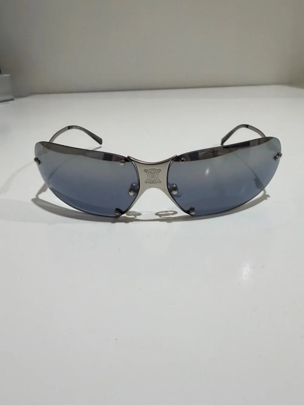 VTG Celine Triomphe Wrap Sunglasses SC 1032 Col 581 Silver Y2K Deadstock Set